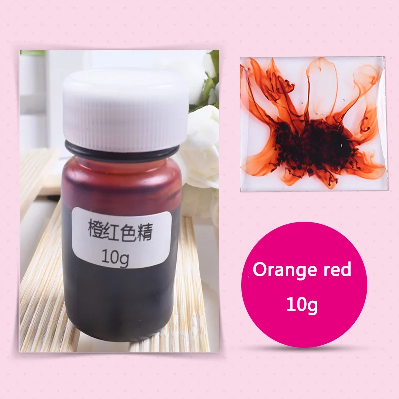 Orange red УФ DIY краситель эпоксидный Пигмент Цвет муравей смолы 10 г смолы поделки, разные цвета - Цвет: Orange red