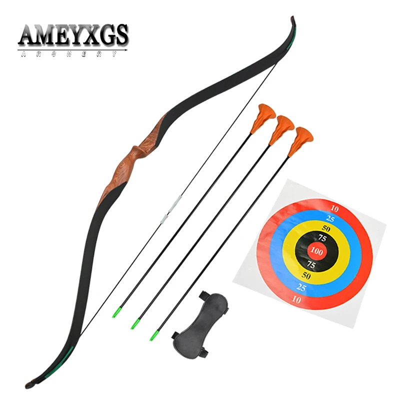 Children Shooting Bow Set Safety Sucker Arrow And Protective Gear For Youth Outdoor Sport Shooting Practice Wooden Bow Kit