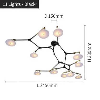 Vintage Modern LED Chandelier Spider Lustre Living room Lighting For Kitchen Restaurant Chandeliers Fixture Lights LED - Цвет абажура: 11 Lights Black