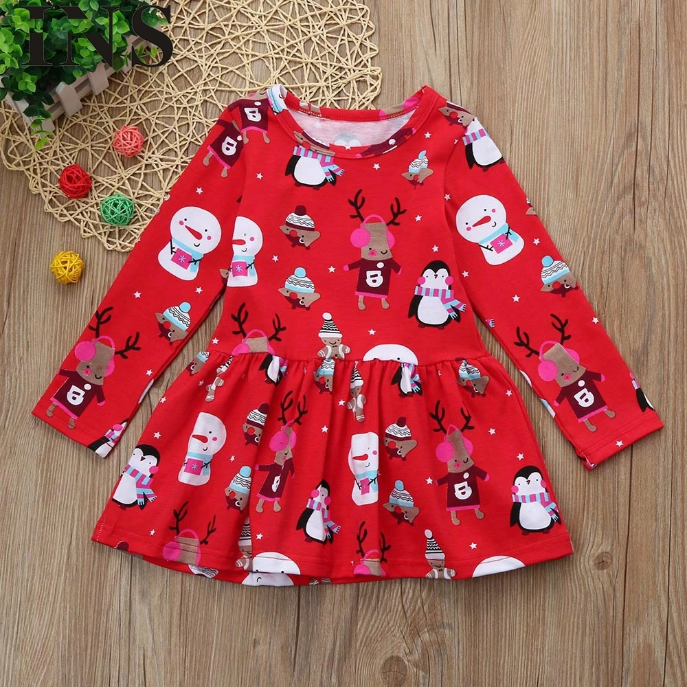 2018 new fashionToddler Kid Baby Girl Christmas Clothes Long Sleeve Pageant Party Princess Dress for children L1025 | Детская одежда и