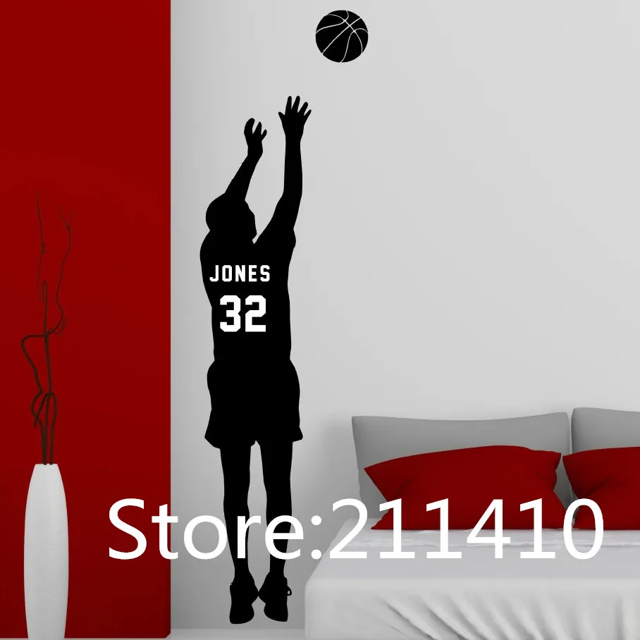 

Personalized Jersey Name and Number Wall Stickers Basketball Player Vinyl Wall Decal Vinyl Wall Stickers For Kids Room A274