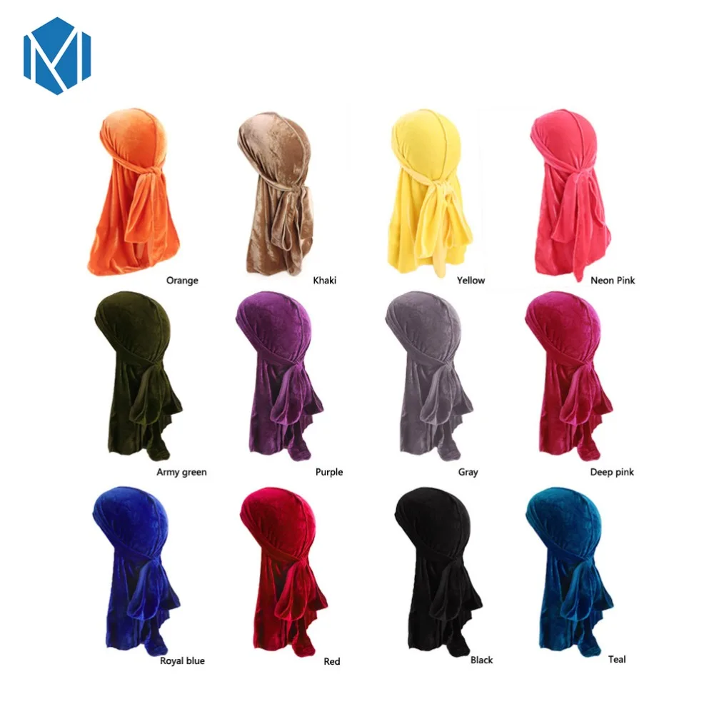 Модная мужская длинная Вельветовая бандана тюрбан шапка Durag do doo du rag длинный