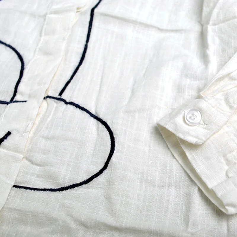 Блузка для девочек простая белая рубашка с длинными рукавами и рисунком Одежда