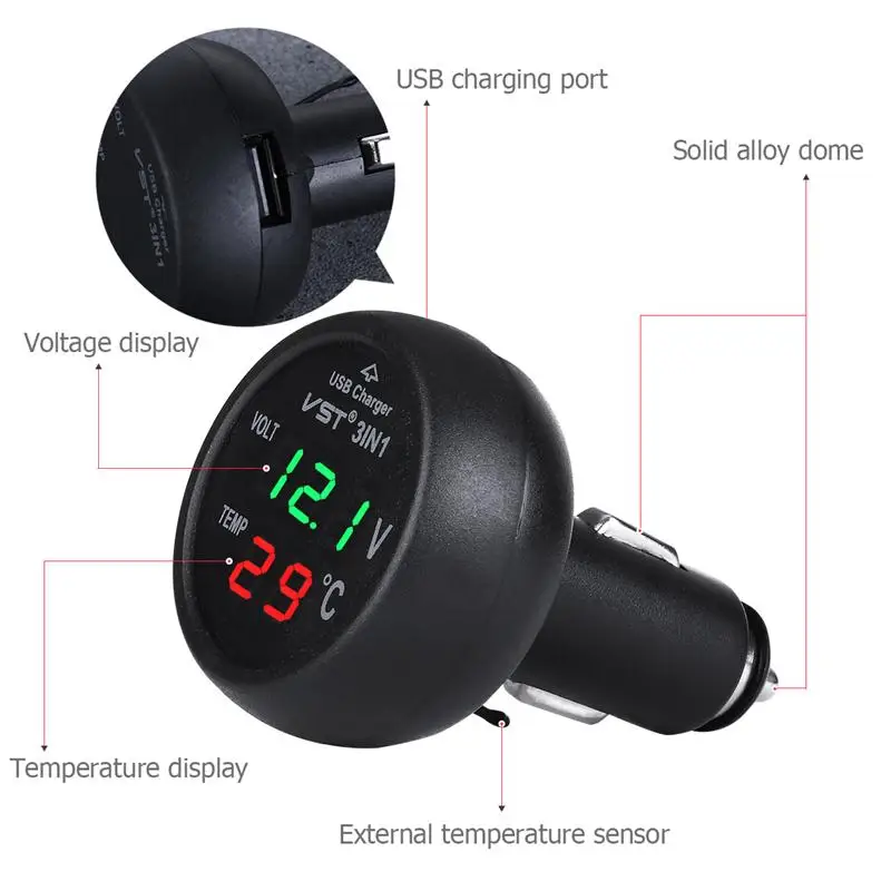 Розетка для автомобильного прикуривателя VORCOOL 12 24 В адаптер с usb портом