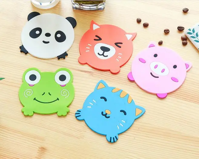 1 шт. силиконовая Милая чашка с мультяшным животным нескользящая подставка для