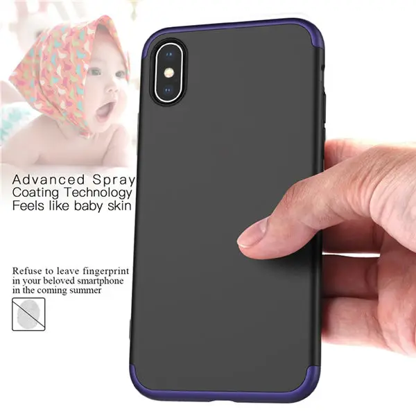 blue black Роскошный Жесткий чехол из поликарбоната для iPhone 8 7 6 6s plus X Xs Ma чехол 5 5S Se 360 бампер противоударный чехол для iPhone XR чехол s Защита - Цвет: blue black