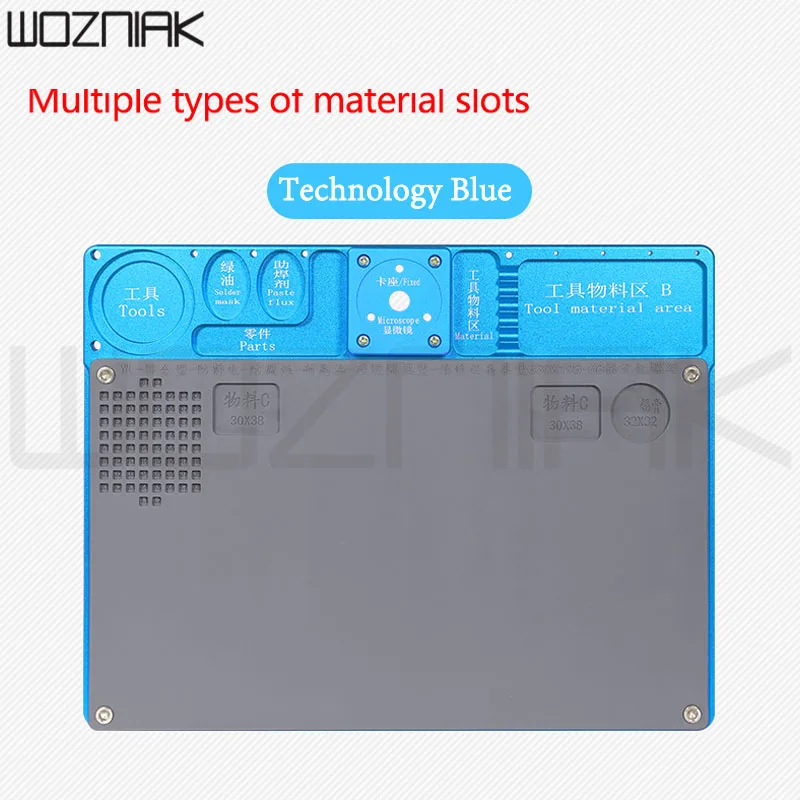 Technology Blue WL алюминиевый микроскоп обслуживание платформы высокая термостойкость Pad Ремонт BGA паяльная станция - Цвет: Technology Blue