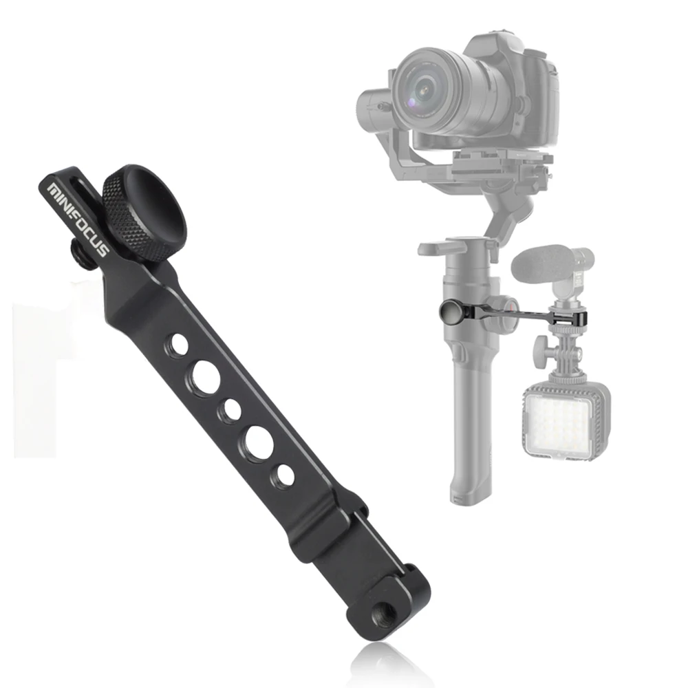 Microphone Extension Arm Dual Hot Shoe Monitor Mount Bracket for Feiyutech AK4000 Moza Air 2 Mini-mi Gimbal Accessories
