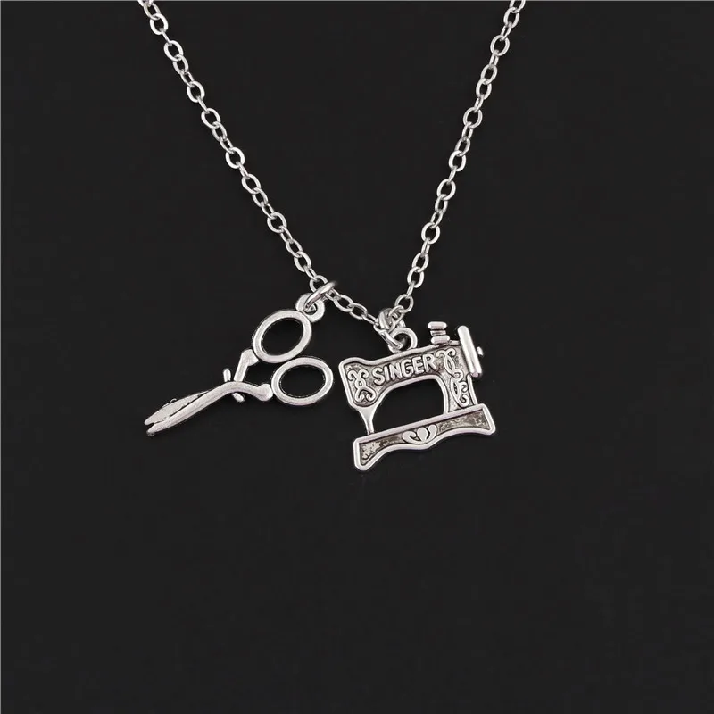 1 шт. швейная машина и ножницы амулеты ожерелья платье кулон ювелирное изделие