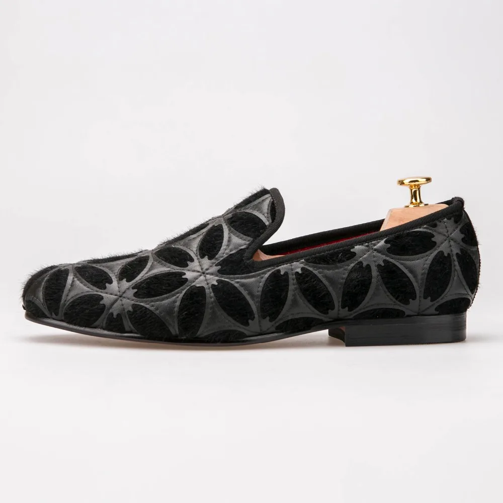 

Flower Lattice Cotton Fabric Men Shoes Men Smoking Slipper Loafers Men dress shoes chaussure homme