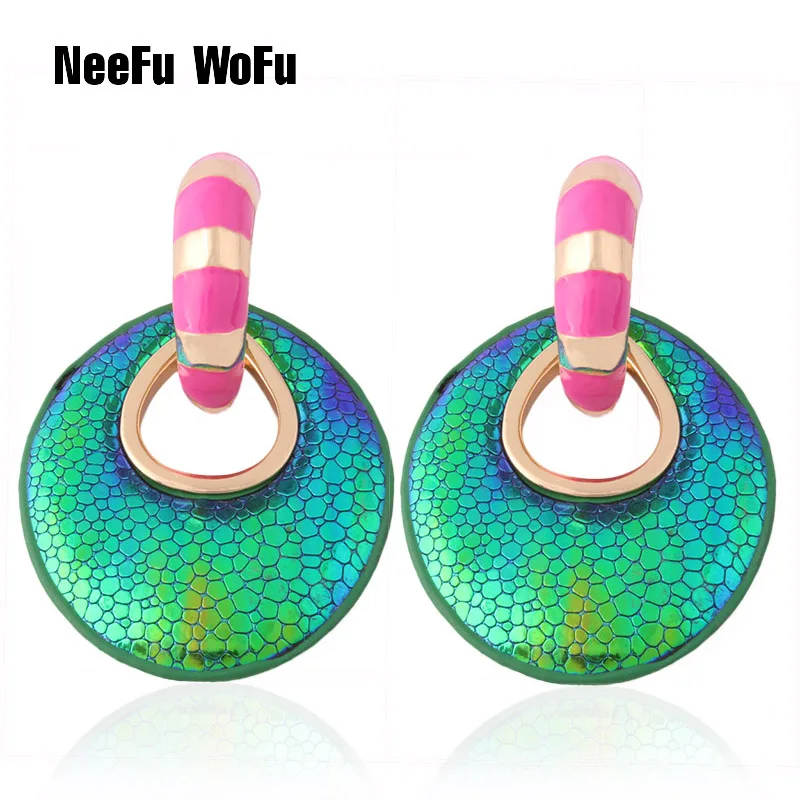 NeeFu WoFu, блестящие кожаные серьги, брендовые Oorbellen, леопардовые серьги для женщин, orecchini Ear femme, большие серьги