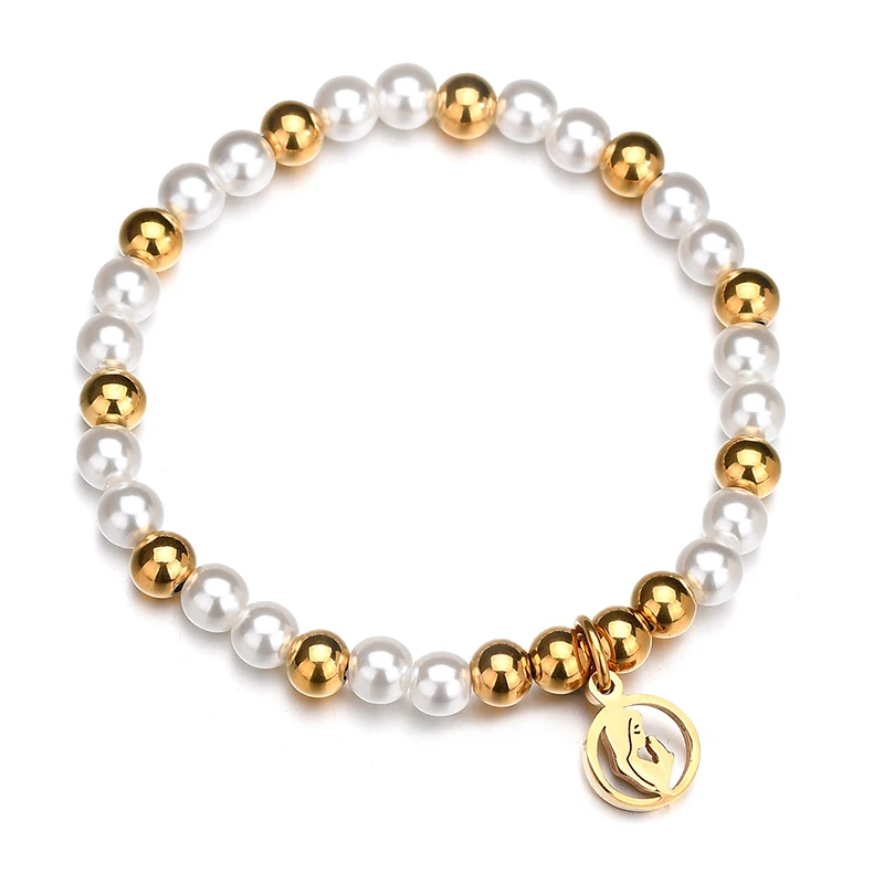 MENSAZONE Christian Gold Color Bracelet Religious Jewelry For Women Girls Beads Pearl Bracelets Gift Prayer | Украшения и