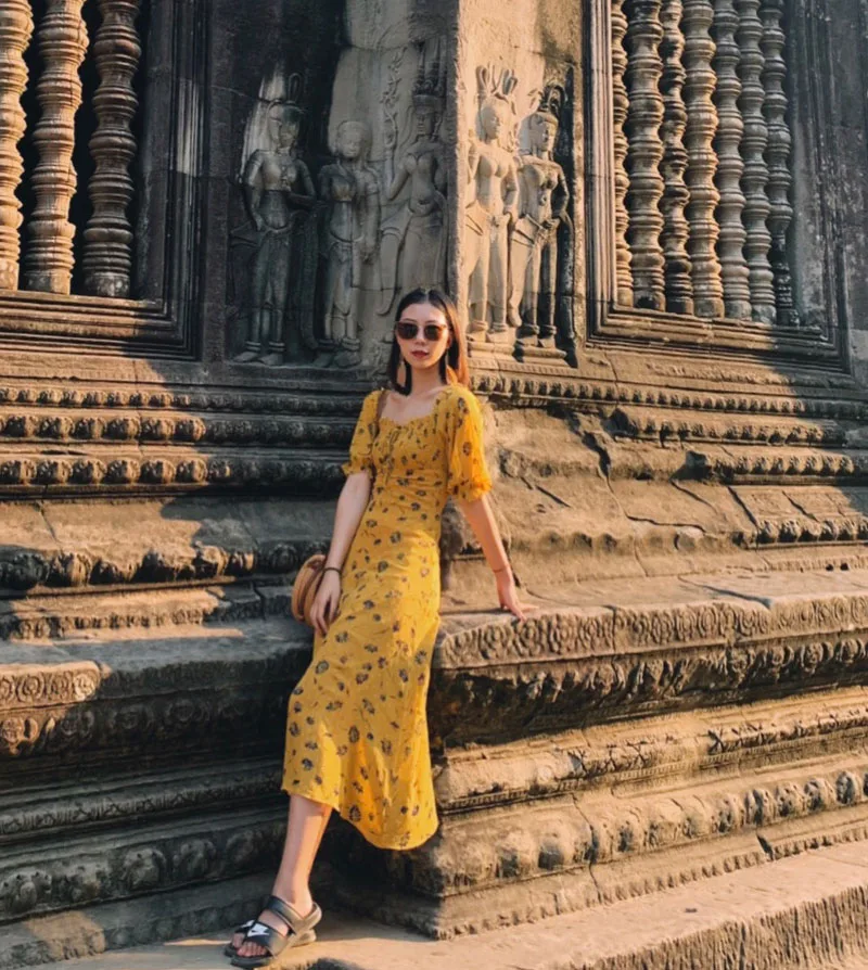 Женское платье с цветочным принтом вырезом лодочкой и шнуровкой | Женская одежда