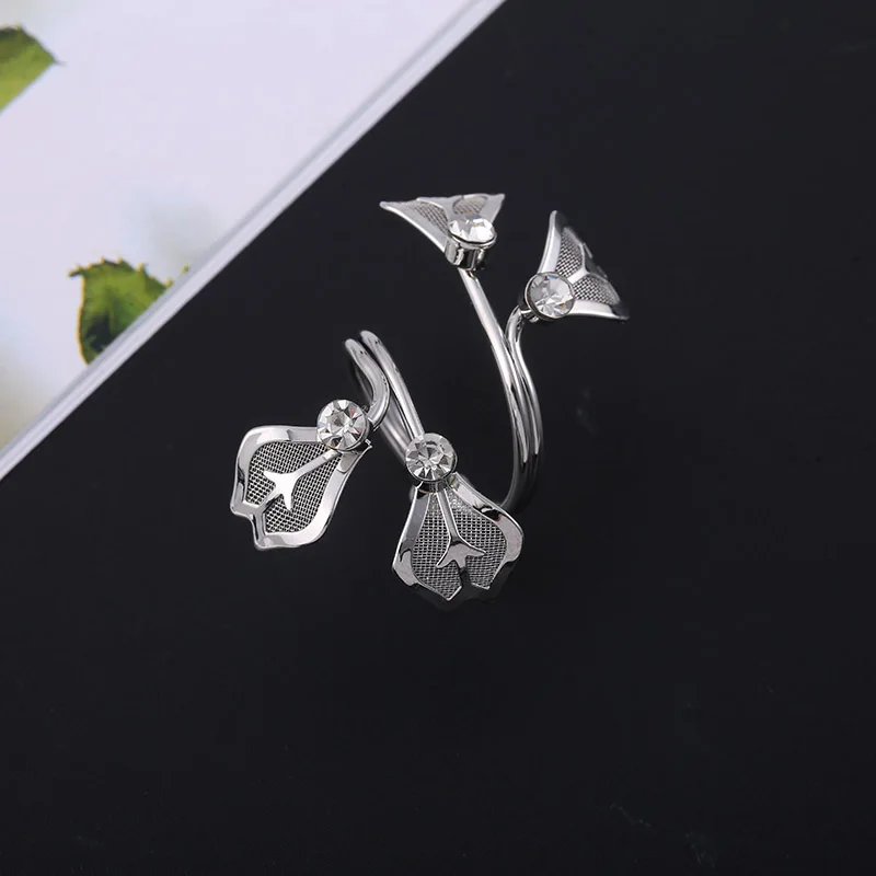 Простое стильное дамское кольцо двойной Размер Регулируемое открытое цветочное