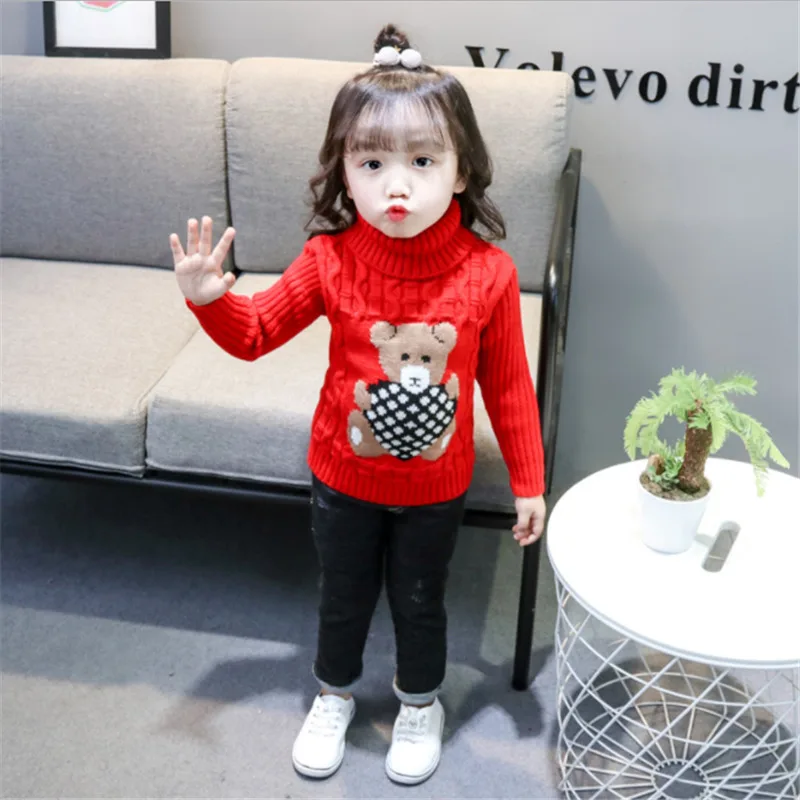 NIU95A LILIGIRL/зимний свитер для маленьких мальчиков и девочек; Вязаные Рубашки с высоким воротником и высоким воротником; свитера - Цвет: NIU95A