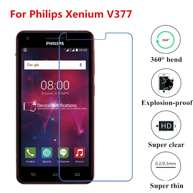 For Xenium V377 Udapakoo прозрачное закаленное(мягкое стекло) пленка для Philips S308 S388 W732 V787 S337 V377 нано взрывозащищенное стекло протектор экрана - Цвет: For Xenium V377
