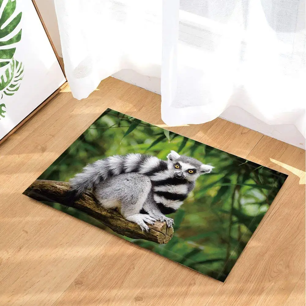 Диких животных коврики для ванны по смешные редких млекопитающих Лемур на дерево