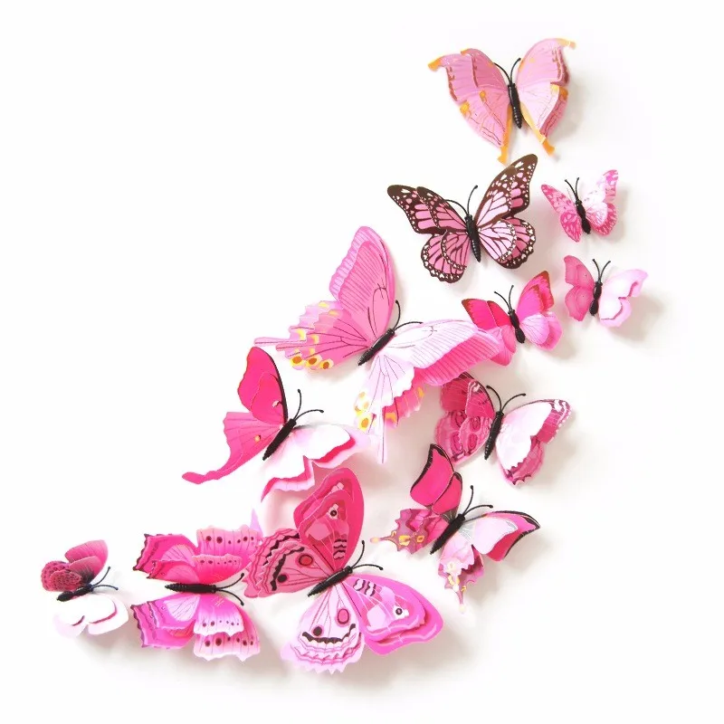 3D PVC Fridge Magnet Wall Stickers Simulation Butterfly Double Butterfly Magnet Butterfly Bright Set 12 Pack AB