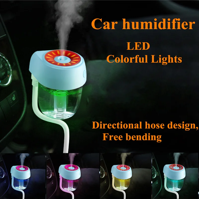 Портативный Автомобильный увлажнитель воздуха Красочный светодиодный мини