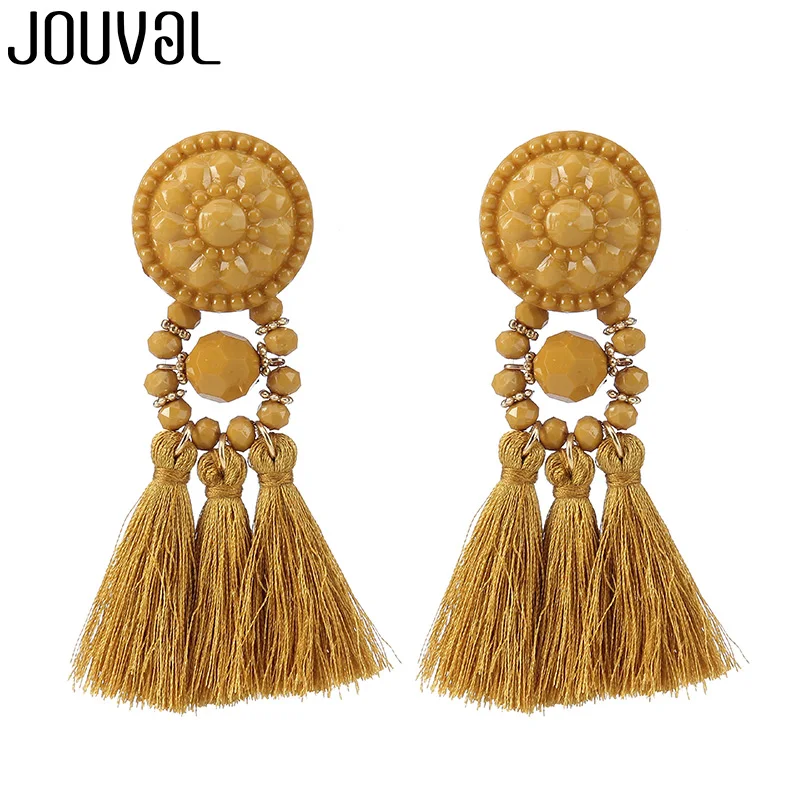 E1268-14 JOUVAL Серьги-кисточки женские массивные ювелирные изделия для женщин модный бренд Богемия большие длинные висячие серьги с бахромой винтажные - Окраска металла: E1268-14