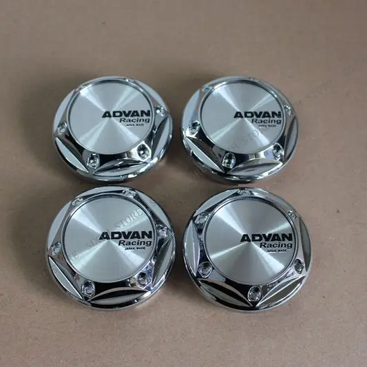 Chrome cap silver lo KOM POWER автомобильный Стайлинг колеса 68 мм колпачок колеса ADVAN гоночный Advan Центр крышка s Крышка Ступицы ADVAN колеса крышки s для обода 4 шт. колеса - Цвет: Chrome cap silver lo