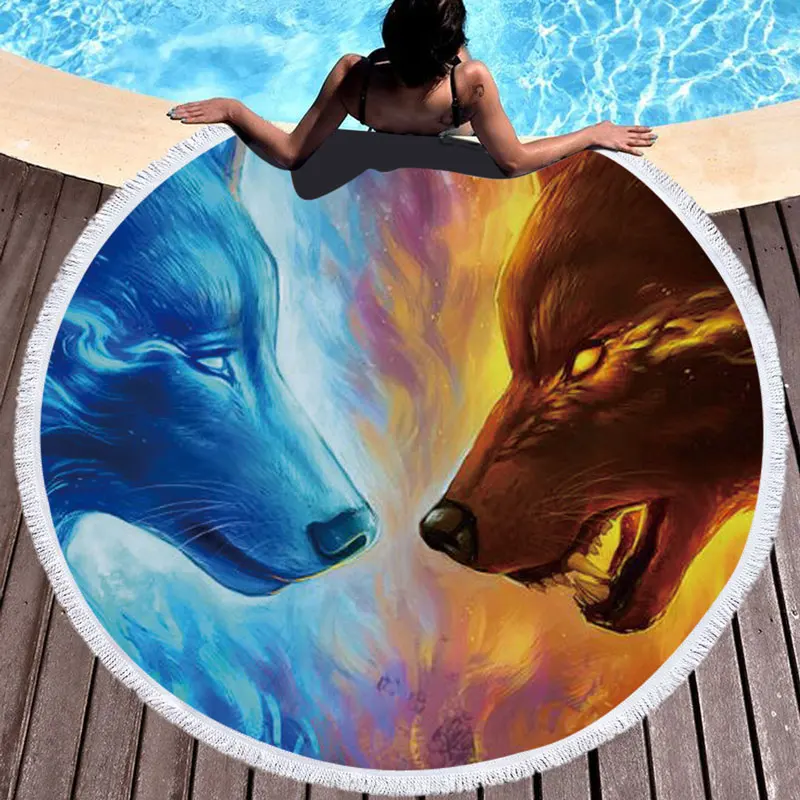 Cool Cartoon Animal Print Large Towel With Wolf Toalla Blanket 150cm Microfiber