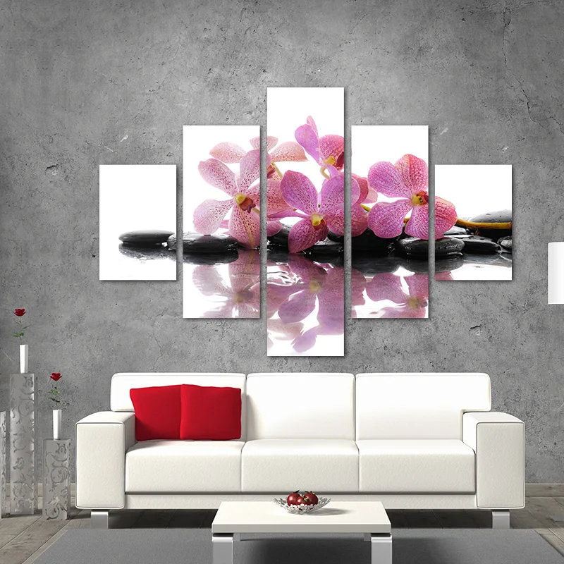 5 шт. бескаркасные картины на холсте фиолетовая орхидея настенная Картина