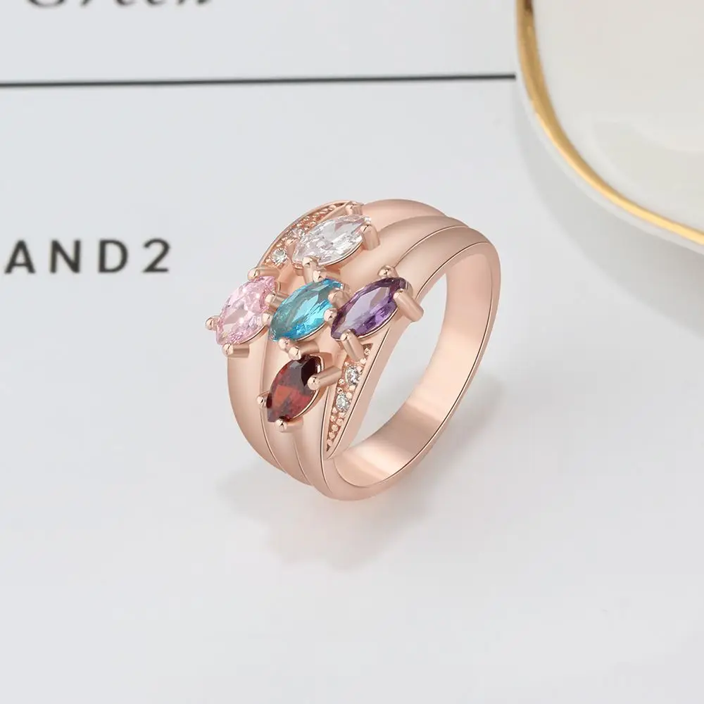 

Personalized Engraved Name 925 Sterling Silver Stackable Ring 12 Colors Birthstone Wide Multilayer Ring Fine Gift (Lam Hub Fong)