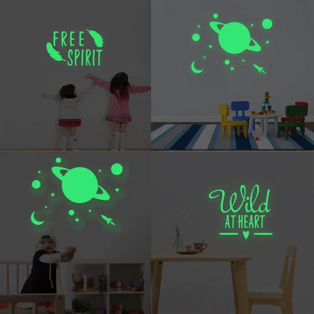 Фосфоресцирующий светящийся стикер Постер из пера и галактики домашний декор