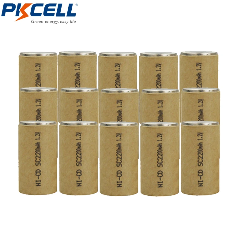 

15Pcs sub c SC 2200 Battery NICD Rechargeable Batteries nicd sc2200 1.2v Flat Top 10C High Drain With Paper Wrapped Power Tools