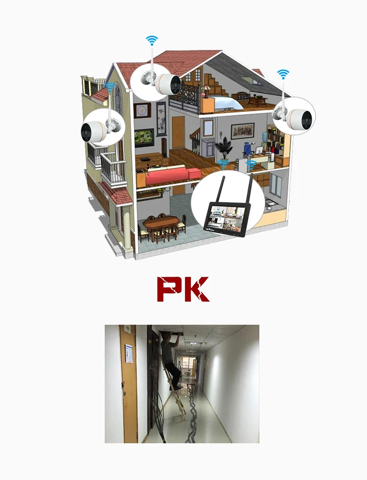 Weтранс 4CH 1080P Беспроводная cctv камера система безопасности комплект Wifi NVR сенсорный экран двухсторонний аудио уличные камеры видеонаблюдения набор