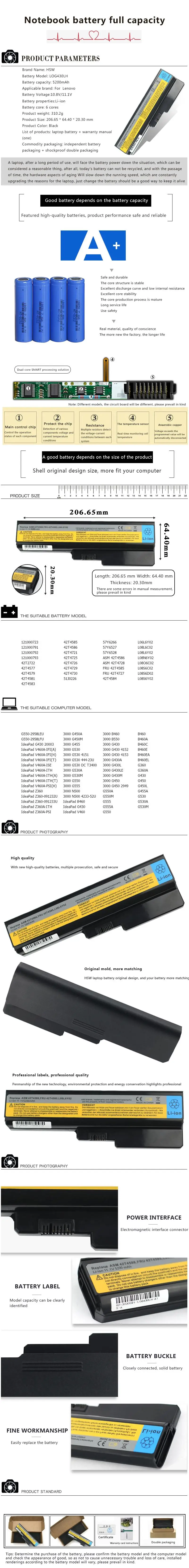 HSW ноутбука Батарея для LENOVO 3000 G430 G450 G455A G530 G550 G555 L08O6C02 L08S6C02 LO806D01 L08L6C02 L08L6Y02 L08N6Y02 Батарея
