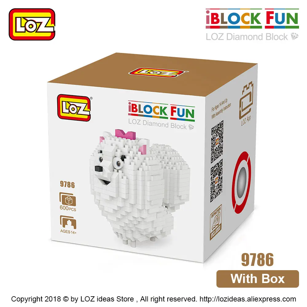 9786 With Box LOZ алмазные блоки Джек Рассел терьер собака мультфильм аниме DIY строительные блоки милые мини-фигурки животных пластиковые игрушки для детей 9788 - Цвет: 9786 With Box