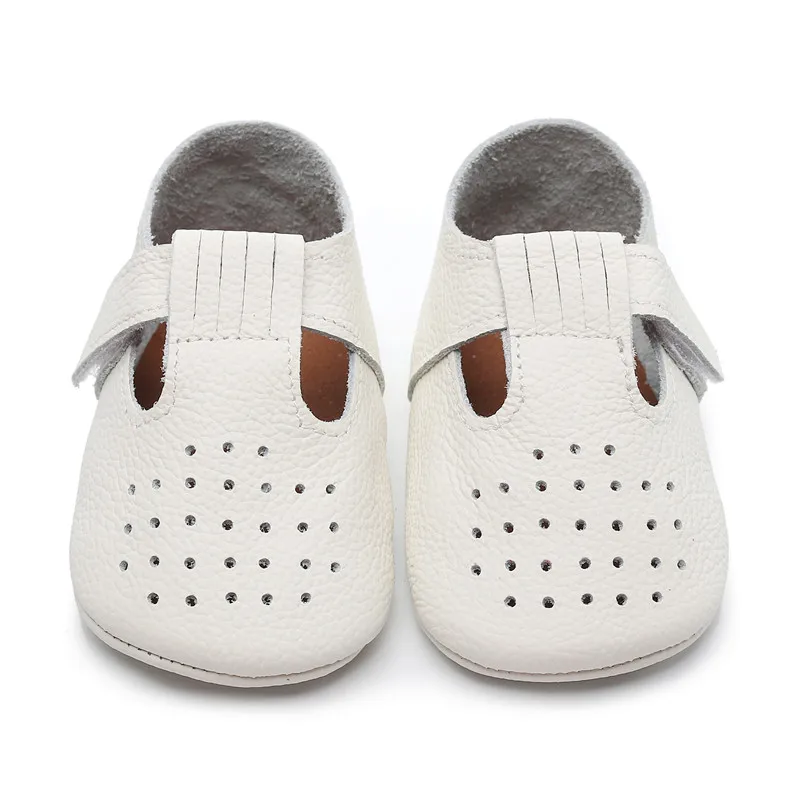 Обувь для маленьких мальчиков из натуральной кожи Открытые Мокасины с твердой
