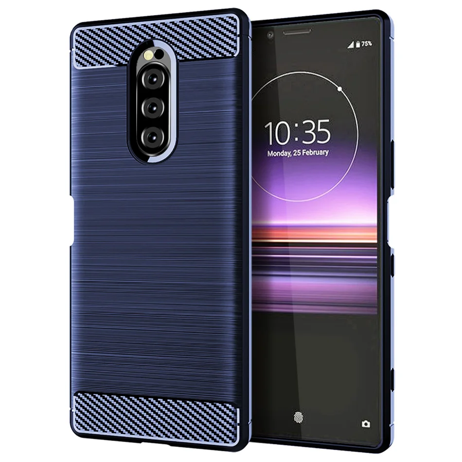 Мягкий ТПУ/углеродное волокно чехол для sony Xperia 20 2 чехол для Xperia 10 XA1 XA2 плюс XA3 ультра XZ3 XZ4 XZ1 компактный XZ XZ2 coque чехол - Цвет: Navy
