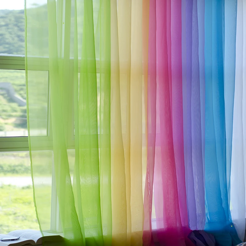 Прозрачные Занавески радужного цвета для отеля прозрачные шторы из тюля спальни