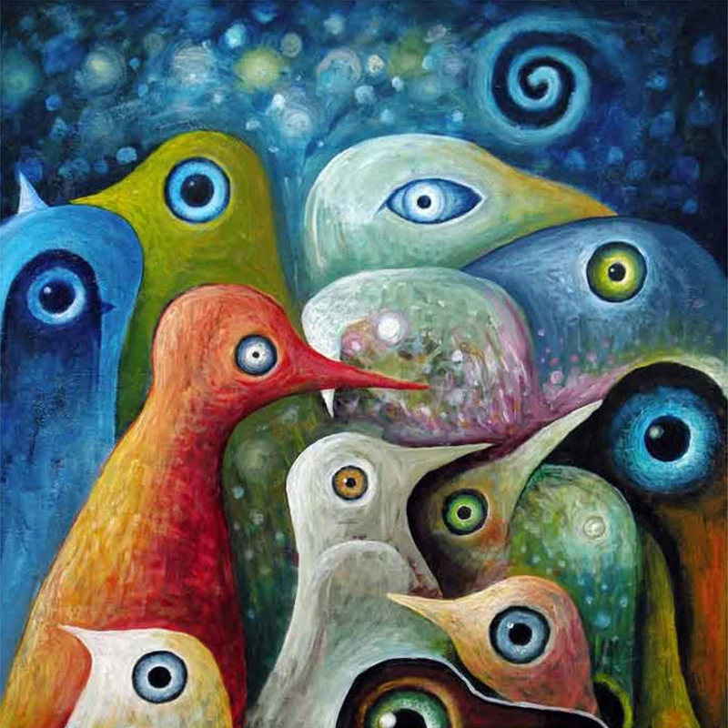 5D сделай сам алмазная живопись абстрактная мультяшная птица узор круглая