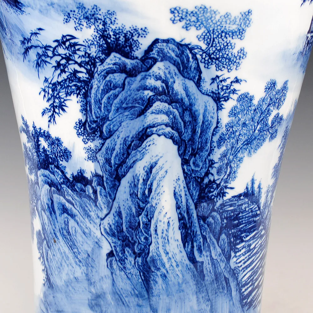 

Jingdezhen ceramics color glaze vase French blue and white vase of modern living room decoration 1 meters Hotel