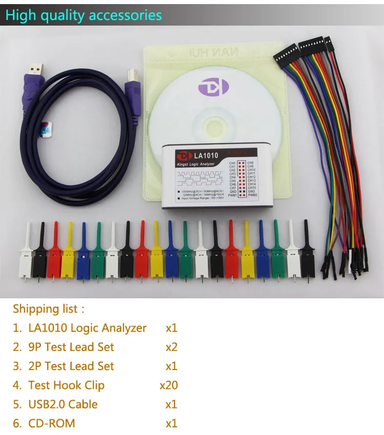 Kingst LA1010 USB логический анализатор 100M Макс частота выборки 16 каналов 10B образцы MCU ARM