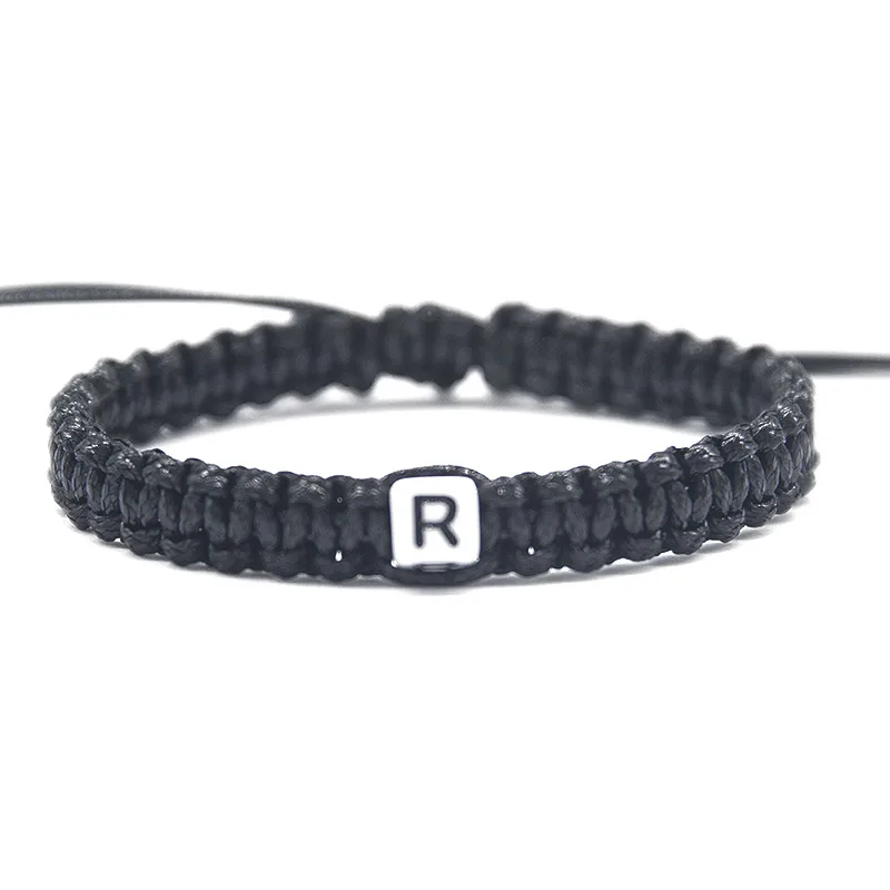 Черный шнур с буквами от N до Z браслеты шармами веревочная цепочка регулируемый