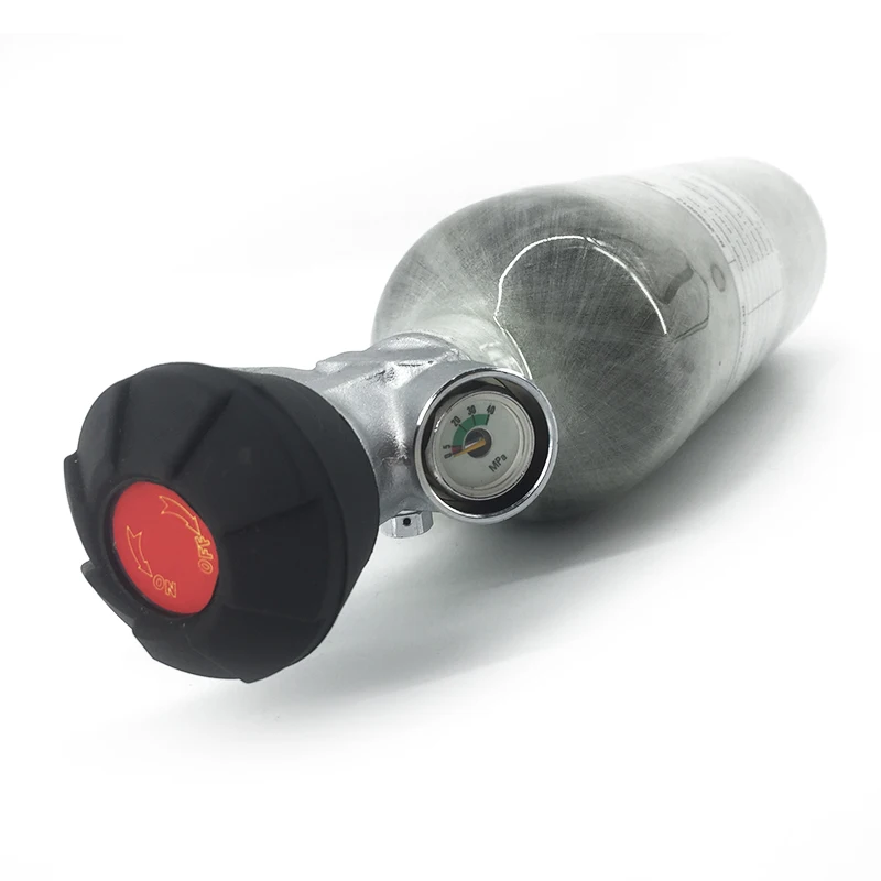 AC30111 1.1L PCP Charging Tank Paintball Air Tank 4500psi 300bar Carbon Fiber Pressure Gauge for SCBA Hpa Airsoft Pcp Air Gun