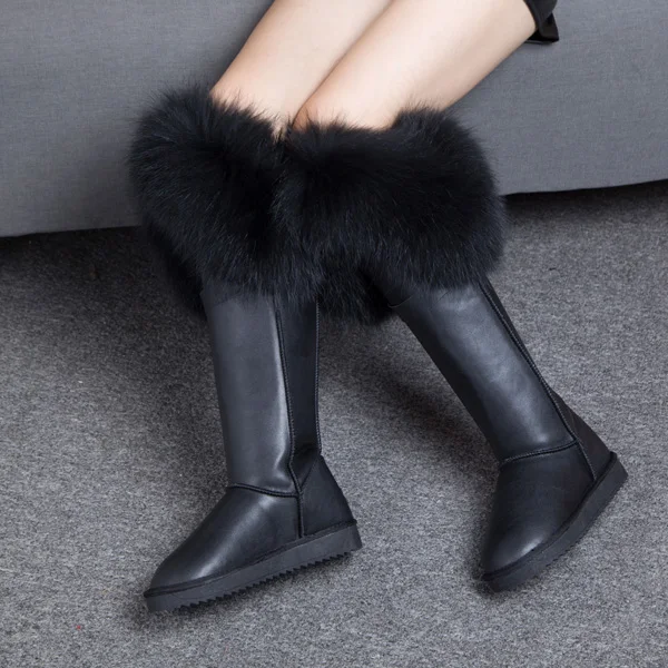 1-Waterproof Black RUIYEE/зимние сапоги женские сапоги до колена на лисьем меху женские сапоги кожаные зимние сапоги новые высокие сапоги г. Новые женские зимние сапоги - Цвет: 1-Waterproof Black