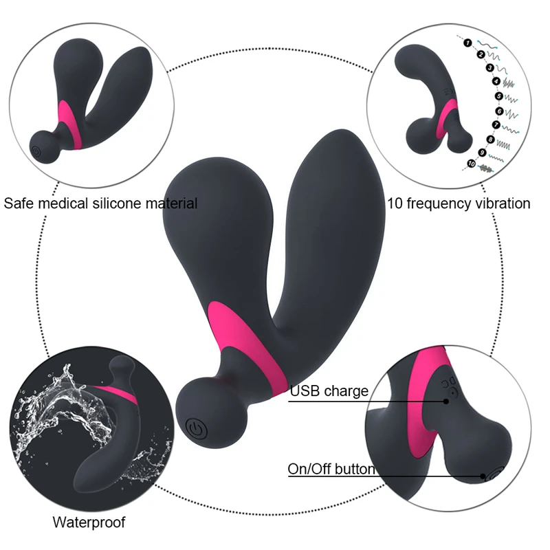 Двойной двигатель 10 Скоростей Вибрационный USB зарядка массажер простаты