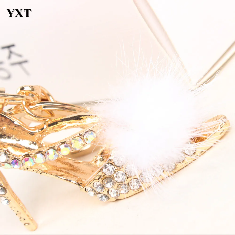 W Shoe брелок на высоком каблуке с белыми перьями и кристаллами подвеска для сумки