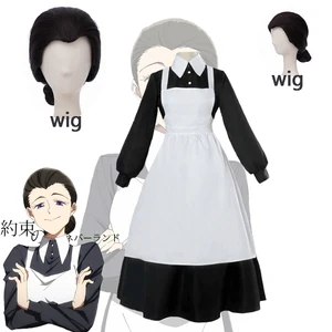 2021 yakusoku no neverland cosplay costume the promised neverland isabella cosplay women maid dress anime costume halloween wig free global shipping