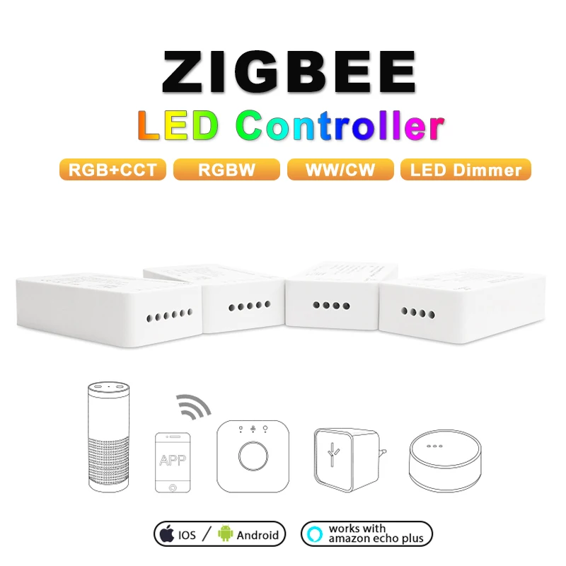 Светодиодный диммер ZIGBEE RGB+ CCT WW/CW ZIGBEE контроллер Zll контроллер приложения RGBW RGB светодиодный DC12-24V контроллер светодиодной ленты