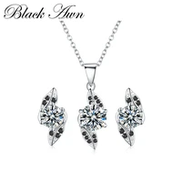 black awn 925 sterling silver fine jewelry sets trendy engagement wedding necklaceearring for women pt141