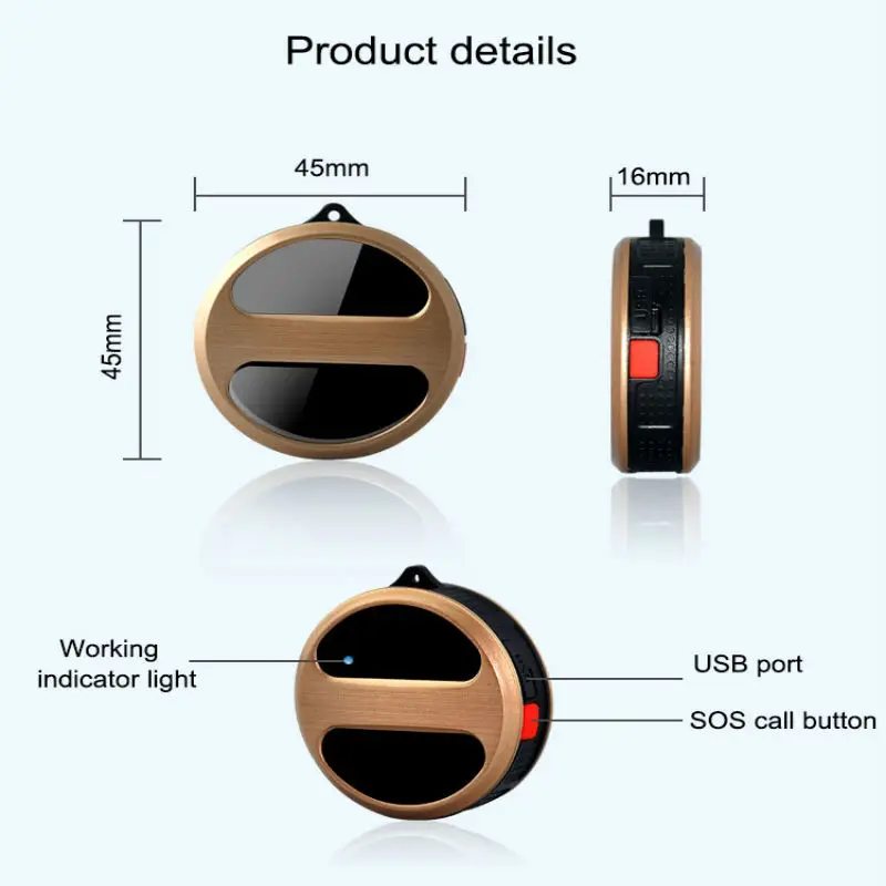

Precise Mini GPS Tracker Necklace support GPS LBS SOS history track positioning mini locator T8S For elder children pet cats dog