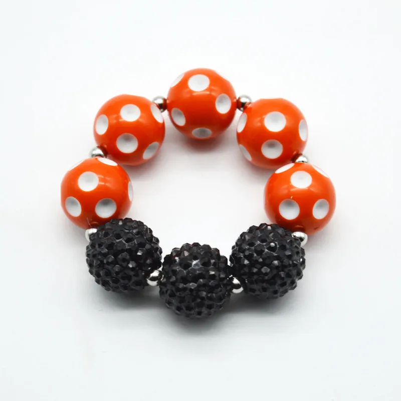 

wholesale 5PCS Latest Fashion Girls Orange Polka Dot Bracelet Child Black Drill Bead Bead Bracelet