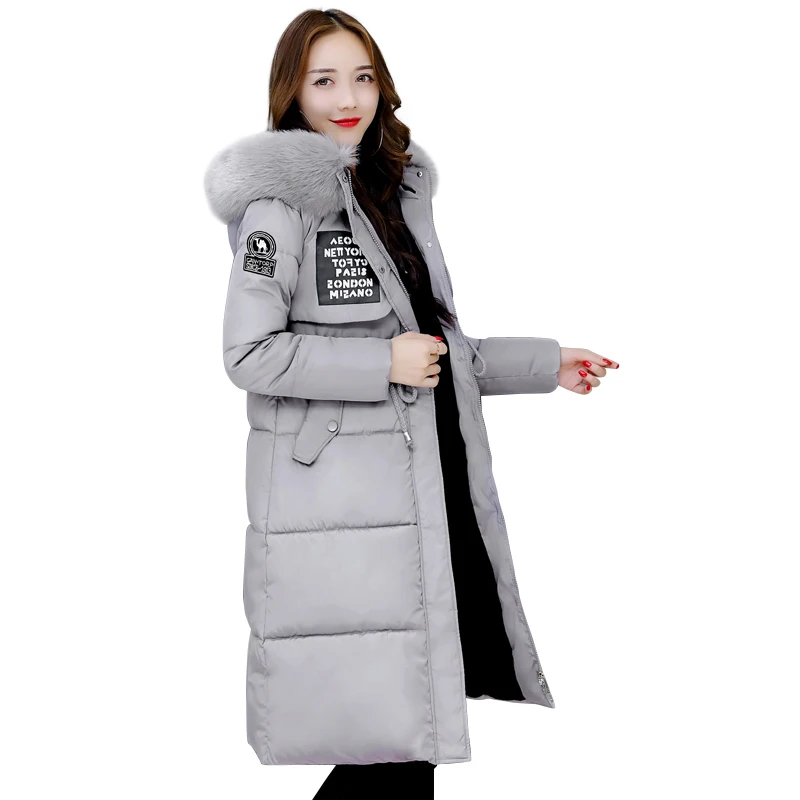 Красивая модная зимняя куртка с меховым воротником женское утепленное пальто